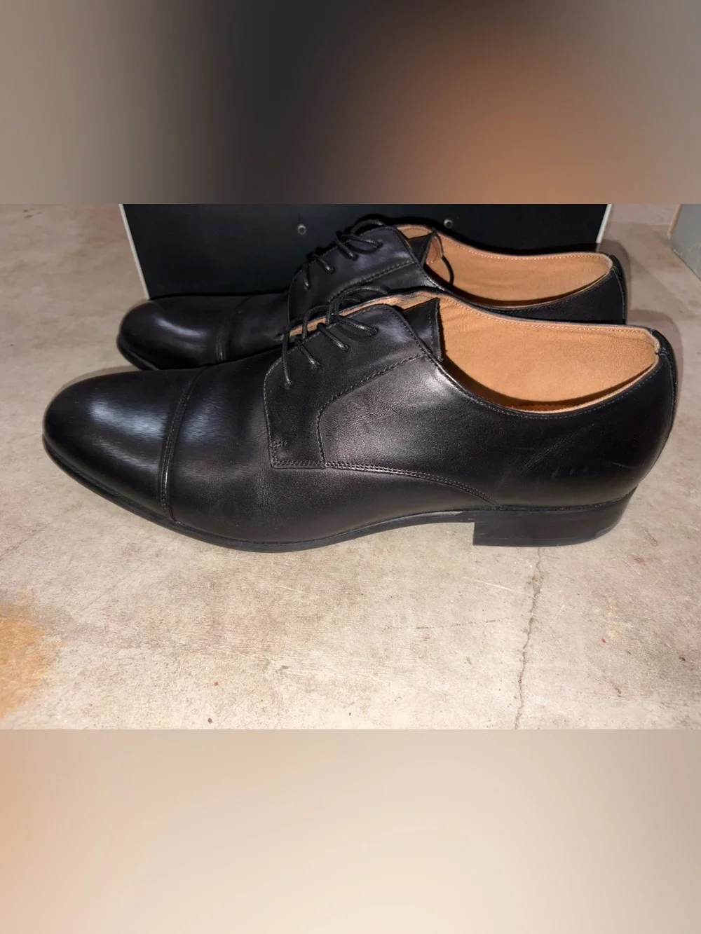 Aldo Black Leather Cap-Toe Derby Shoes